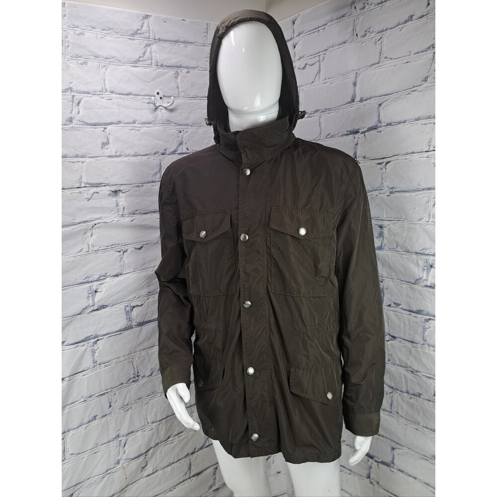 Burberry Men's Field Jacket Coat Hoodie Miltary Green Cargo Pockets XL